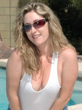 Hot Sexy Wife Faith in her Wet T-Shirt then Getting in the Pool 